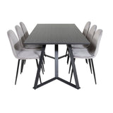 Jídelní stůl Marina - černá deska / černé nohy + jídelní židle Polar - černé nohy / světle šedý samet (ersätter 19902-885)_6
