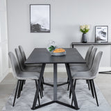 Jídelní stůl Marina - černá deska / černé nohy + jídelní židle Polar - černé nohy / světle šedý samet (ersätter 19902-885)_6