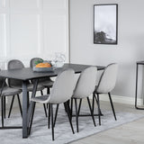 Jídelní stůl Marina - černá deska / černé nohy + jídelní židle Polar - černé nohy / světle šedý samet (ersätter 19902-885)_6