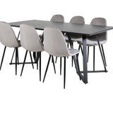 Jídelní stůl Marina - černá deska / černé nohy + jídelní židle Polar - černé nohy / světle šedý samet (ersätter 19902-885)_6