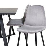 Jídelní stůl Marina - černá deska / černé nohy + jídelní židle Polar - černé nohy / světle šedý samet (ersätter 19902-885)_6