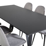 Jídelní stůl Marina - černá deska / černé nohy + jídelní židle Polar - černé nohy / světle šedý samet (ersätter 19902-885)_6