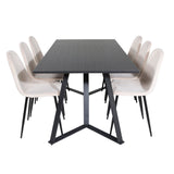 Jídelní stůl Marina - černá deska / černé nohy + jídelní židle Polar - černé nohy / béžový samet (ersätter 19902-880)_6