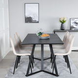 Jídelní stůl Marina - černá deska / černé nohy + jídelní židle Polar - černé nohy / béžový samet (ersätter 19902-880)_6