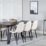 Jídelní stůl Marina - černá deska / černé nohy + jídelní židle Polar - černé nohy / béžový samet (ersätter 19902-880)_6