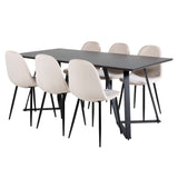 Jídelní stůl Marina - černá deska / černé nohy + jídelní židle Polar - černé nohy / béžový samet (ersätter 19902-880)_6