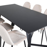 Jídelní stůl Marina - černá deska / černé nohy + jídelní židle Polar - černé nohy / béžový samet (ersätter 19902-880)_6