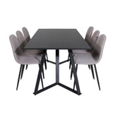 Jídelní stůl Marina - černá deska / černé nohy + židle Polar - šedá látka Černé nohy _6