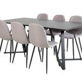 Jídelní stůl Marina - černá deska / černé nohy + židle Polar - šedá látka Černé nohy _6