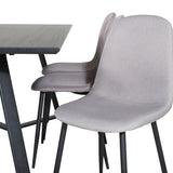 Jídelní stůl Marina - černá deska / černé nohy + židle Polar - šedá látka Černé nohy _6