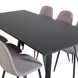 Jídelní stůl Marina - černá deska / černé nohy + židle Polar - šedá látka Černé nohy _6