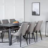 Jídelní stůl Marina - černá deska / černé nohy + jídelní židle Leone - černé nohy / světle šedý manšestr _6