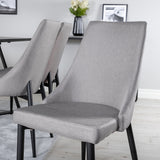 Jídelní stůl Marina - černá deska / černé nohy + jídelní židle Leone - černé nohy / světle šedý manšestr _6