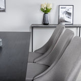 Jídelní stůl Marina - černá deska / černé nohy + jídelní židle Leone - černé nohy / světle šedý manšestr _6