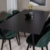 Jídelní stůl Silar - 180 cm - černý melamin / černé nohy + sametová jídelní židle - zelená / černá_6