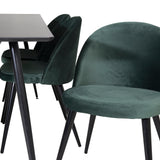 Jídelní stůl Silar - 180 cm - černý melamin / černé nohy + sametová jídelní židle - zelená / černá_6