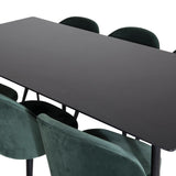 Jídelní stůl Silar - 180 cm - černý melamin / černé nohy + sametová jídelní židle - zelená / černá_6