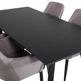 Jídelní stůl Marina - černá deska / černé nohy + pohodlná židle Polar šedá - černé nohy _4