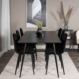 Jídelní stůl Silar - 180 cm - Černý melamin / Černé nohy+Jídelní židle Polar Diamond - Černé nohy - Black Velvet_6