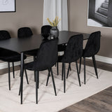 Jídelní stůl Silar - 180 cm - Černý melamin / Černé nohy+Jídelní židle Polar Diamond - Černé nohy - Black Velvet_6