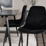 Jídelní stůl Silar - 180 cm - Černý melamin / Černé nohy+Jídelní židle Polar Diamond - Černé nohy - Black Velvet_6