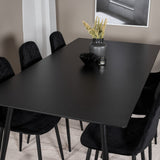 Jídelní stůl Silar - 180 cm - Černý melamin / Černé nohy+Jídelní židle Polar Diamond - Černé nohy - Black Velvet_6