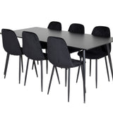 Jídelní stůl Silar - 180 cm - Černý melamin / Černé nohy+Jídelní židle Polar Diamond - Černé nohy - Black Velvet_6