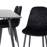 Jídelní stůl Silar - 180 cm - Černý melamin / Černé nohy+Jídelní židle Polar Diamond - Černé nohy - Black Velvet_6