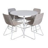 Plaza Kulatý stůl 100 cm - Bílá deska / Bílé nohy+Cirebon Jídelní židle - White Wash_4