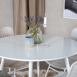 Plaza Kulatý stůl 100 cm - Bílá deska / Bílé nohy+Cirebon Jídelní židle - White Wash_4