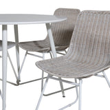 Plaza Kulatý stůl 100 cm - Bílá deska / Bílé nohy+Cirebon Jídelní židle - White Wash_4
