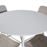Plaza Kulatý stůl 100 cm - Bílá deska / Bílé nohy+Cirebon Jídelní židle - White Wash_4