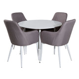 Kulatý stůl Plaza 100 cm - Bílá deska / Bílé nohy + Komfortní židle Polar šedá - Bílé nohy _4