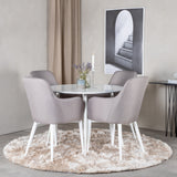 Kulatý stůl Plaza 100 cm - Bílá deska / Bílé nohy + Komfortní židle Polar šedá - Bílé nohy _4