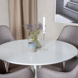 Kulatý stůl Plaza 100 cm - Bílá deska / Bílé nohy + Komfortní židle Polar šedá - Bílé nohy _4