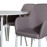 Kulatý stůl Plaza 100 cm - Bílá deska / Bílé nohy + Komfortní židle Polar šedá - Bílé nohy _4