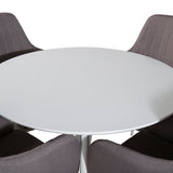 Kulatý stůl Plaza 100 cm - Bílá deska / Bílé nohy + Komfortní židle Polar šedá - Bílé nohy _4