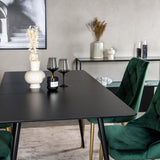 Prodlužovací stůl Silar – černý melamin / černé nohy+velvetová luxusní jídelní židle – zelená / mosaz_4