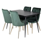 Prodlužovací stůl Silar – černý melamin / černé nohy+velvetová luxusní jídelní židle – zelená / mosaz_4