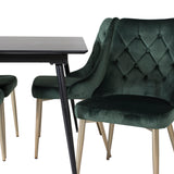 Prodlužovací stůl Silar – černý melamin / černé nohy+velvetová luxusní jídelní židle – zelená / mosaz_4