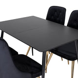 Prodlužovací stůl Silar – černý melamin / černé nohy+velvetová luxusní jídelní židle – černá / mosaz_4