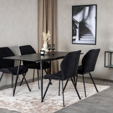 Prodlužovací stůl Silar – černý melamin/černé nohy+jídelní židle Gemma – černé nohy – černá látka_4