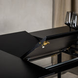 Prodlužovací stůl Silar – černý melamin/černé nohy+jídelní židle Gemma – černé nohy – černá látka_4