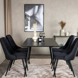 Prodlužovací stůl Silar – černý melamin/černé nohy+velvetová luxusní jídelní židle – černé nohy – černá látka_4