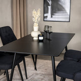 Prodlužovací stůl Silar – černý melamin/černé nohy+velvetová luxusní jídelní židle – černé nohy – černá látka_4