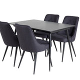 Prodlužovací stůl Silar – černý melamin/černé nohy+velvetová luxusní jídelní židle – černé nohy – černá látka_4