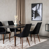 Prodlužovací stůl Silar - černý melamin / černé nohy+jídelní židle Leone - nohy z ořechového dřeva - černá látka_4