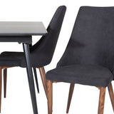 Prodlužovací stůl Silar - černý melamin / černé nohy+jídelní židle Leone - nohy z ořechového dřeva - černá látka_4