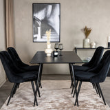 Prodlužovací stůl Silar – černý melamin/černé nohy+velvetová luxusní jídelní židle – černá/černá_4