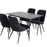 Prodlužovací stůl Silar – černý melamin/černé nohy+velvetová luxusní jídelní židle – černá/černá_4